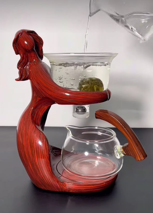 Creative Ladies Magnetic Induction Water Discharge Teapot for Lazy People Automatic Tea Set Household Tea Meeting Artifact