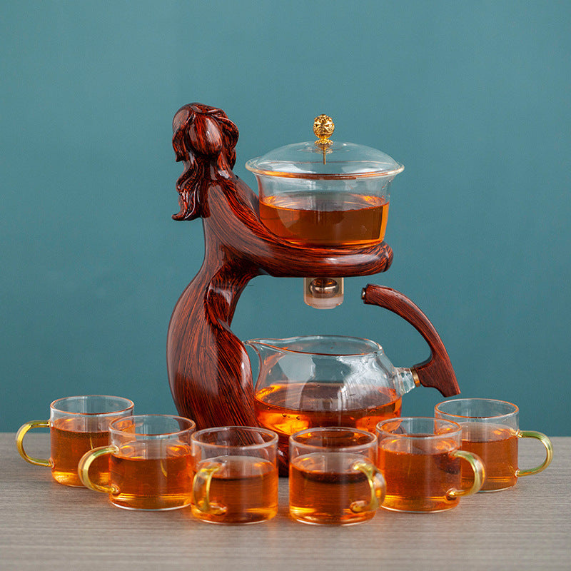 Creative Ladies Magnetic Induction Water Discharge Teapot for Lazy People Automatic Tea Set Household Tea Meeting Artifact