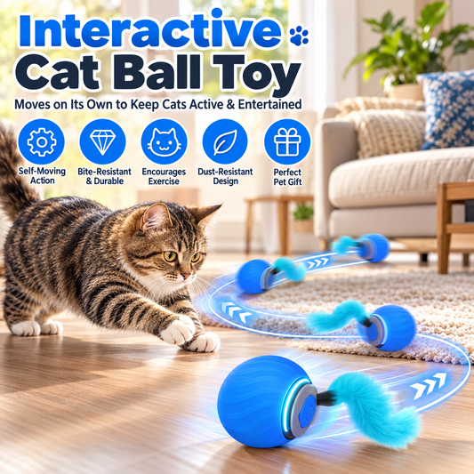 interactive Rolling Ball Cat Toy, Self-Moving Smart Ball, Bite-Resistant, Dust-Free Fun Exercise Toy for Cats
