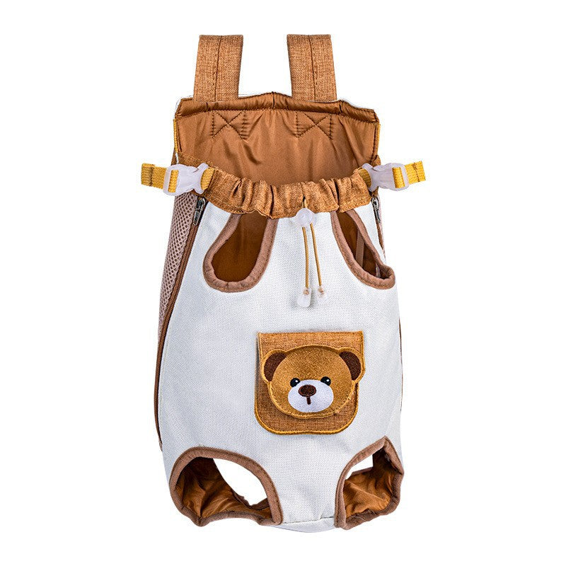 Donoyoyo Pet Backpack Carrier - front view with bear face pocket