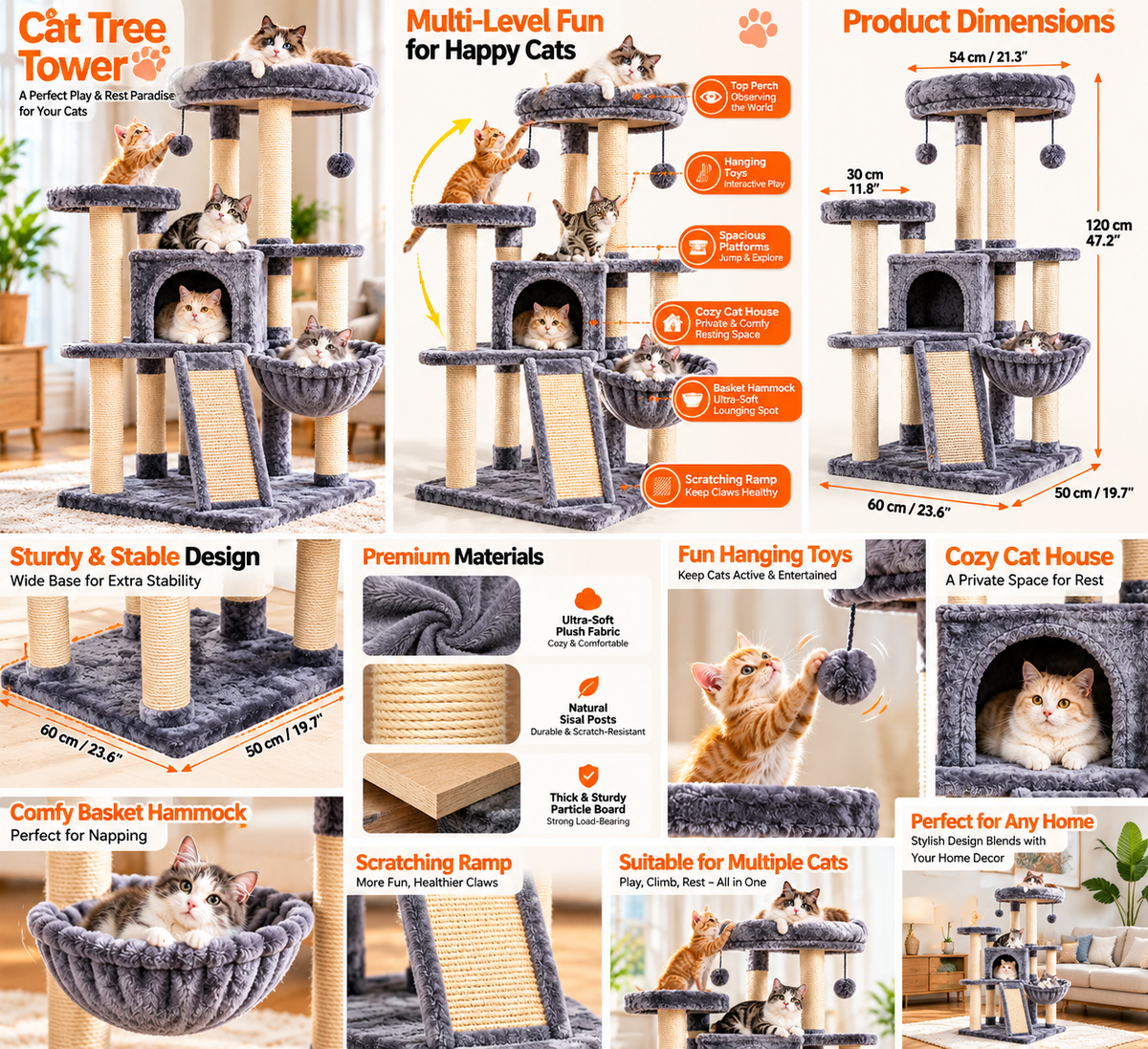 Cat Climbing Tower – High-Rise Cat House & Multi-Level Activity Center