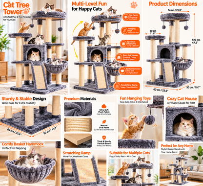 Cat Climbing Tower – High-Rise Cat House & Multi-Level Activity Center