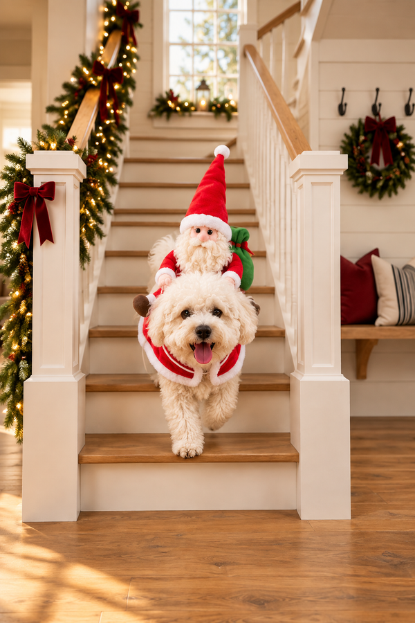 Christmas Santa Riding Dog Costume | Funny Holiday Pet Outfit for Dogs ...