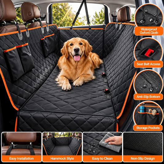 Waterproof Car Dog Seat Cover, Oxford Cloth Pet Rear Seat Mat, Dirt-Resistant, Anti-Slip Pet Protector for Travel & Outdoor Use
