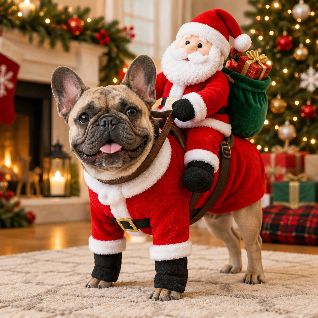 French Bulldog Santa Costume