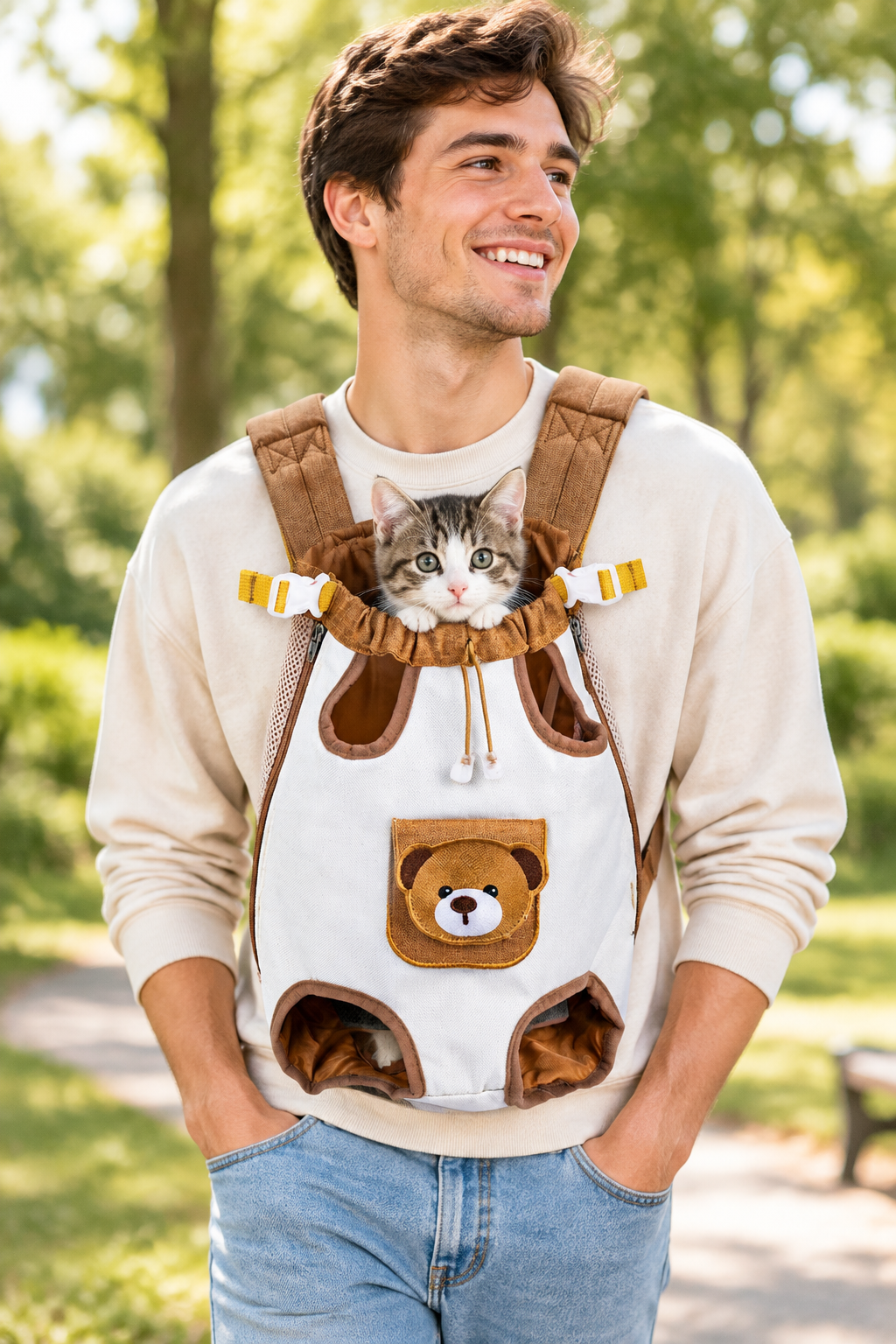 Pet Backpack Carrier - Lifestyle with Boy