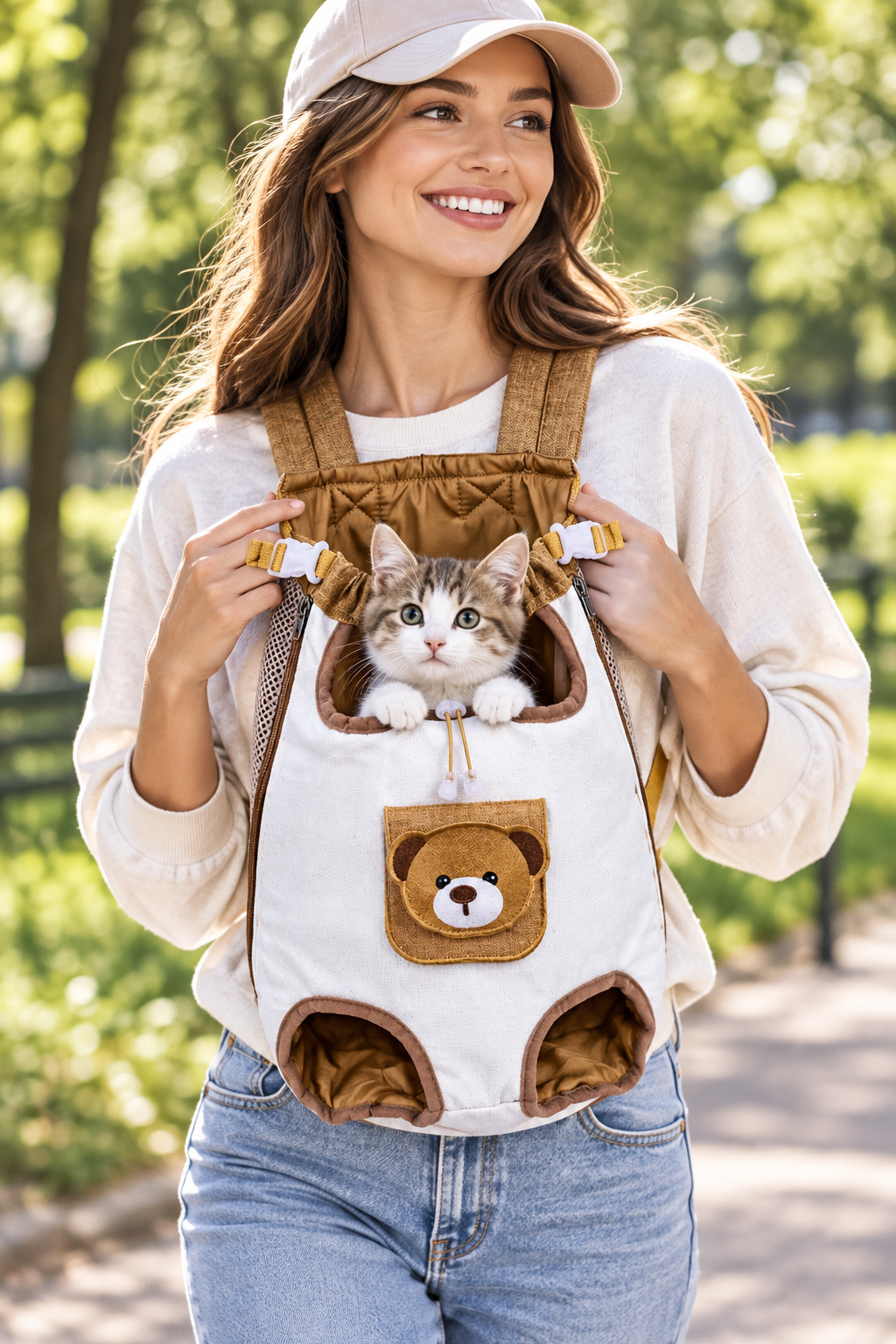 Pet Backpack Carrier - Lifestyle with Girl